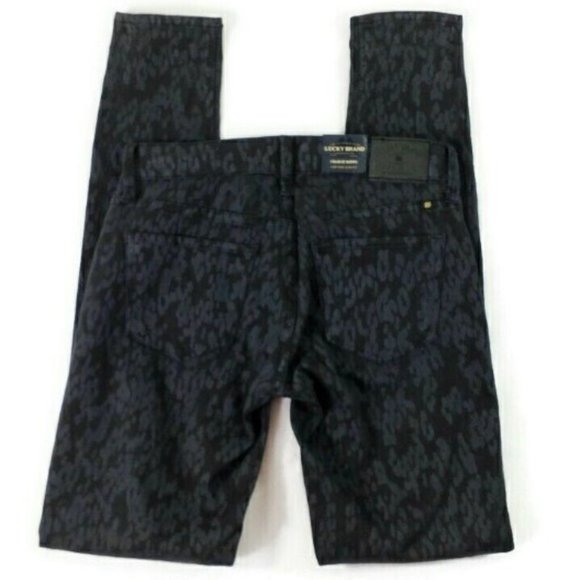 Lucky Brand Charlie Skinny Black Gray Cheetah Print Skinny Jeans Womens 0R/25 - Picture 4 of 12